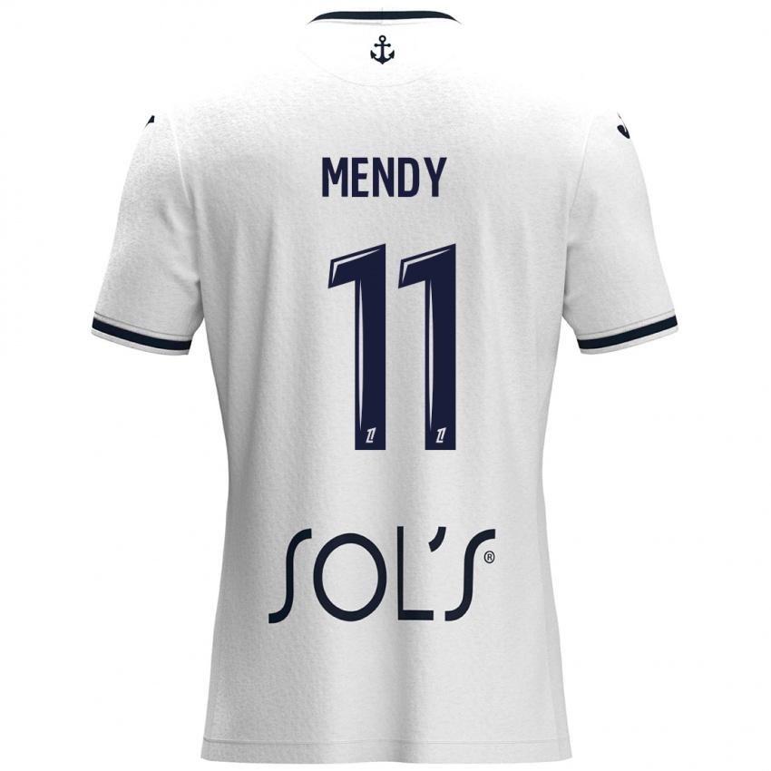 Gyermek Mélinda Mendy #11 Fehér Sötétkék Idegenbeli Jersey 2024/25 Mez Póló Ing