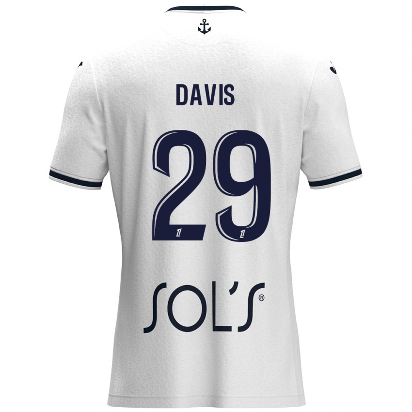 Gyermek Deja Davis #29 Fehér Sötétkék Idegenbeli Jersey 2024/25 Mez Póló Ing