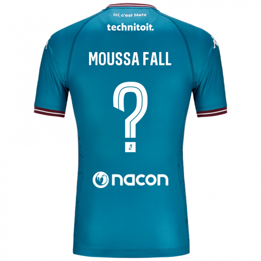 Gyermek Pape Moussa Fall #0 Bleu Benzin Idegenbeli Jersey 2024/25 Mez Póló Ing