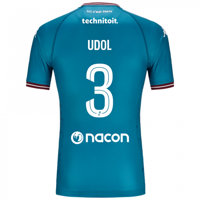 Gyermek Matthieu Udol #3 Bleu Benzin Idegenbeli Jersey 2024/25 Mez Póló Ing