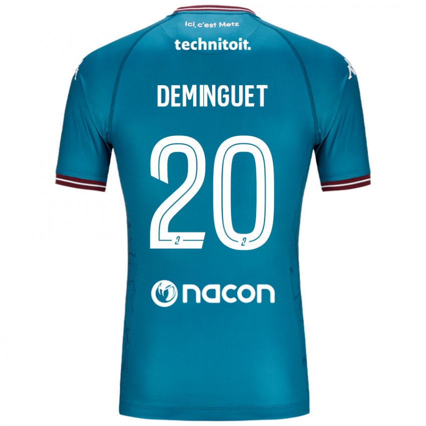 Gyermek Jessy Deminguet #20 Bleu Benzin Idegenbeli Jersey 2024/25 Mez Póló Ing