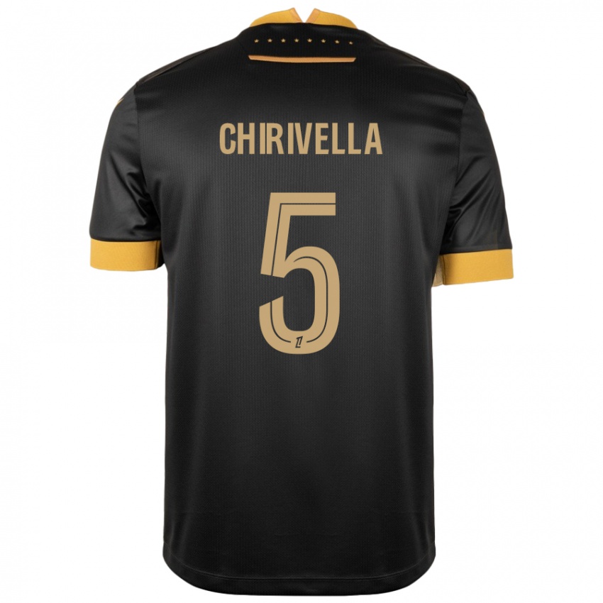 Gyermek Pedro Chirivella #5 Fekete Barna Idegenbeli Jersey 2024/25 Mez Póló Ing