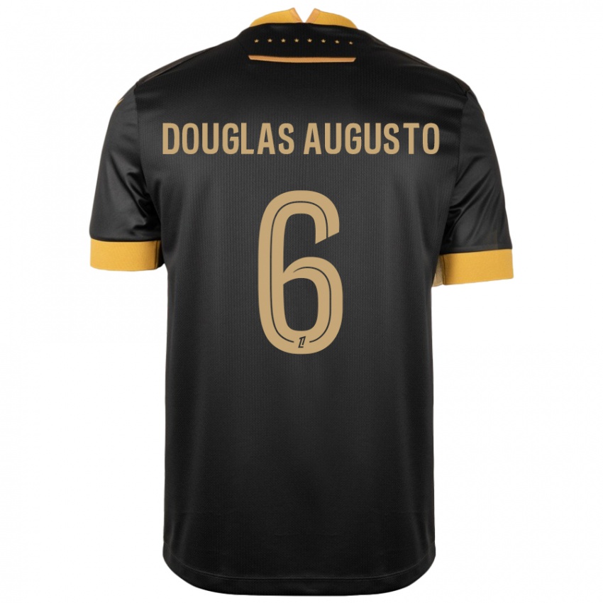 Gyermek Douglas Augusto #6 Fekete Barna Idegenbeli Jersey 2024/25 Mez Póló Ing