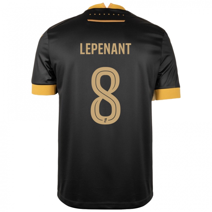 Gyermek Johann Lepenant #8 Fekete Barna Idegenbeli Jersey 2024/25 Mez Póló Ing