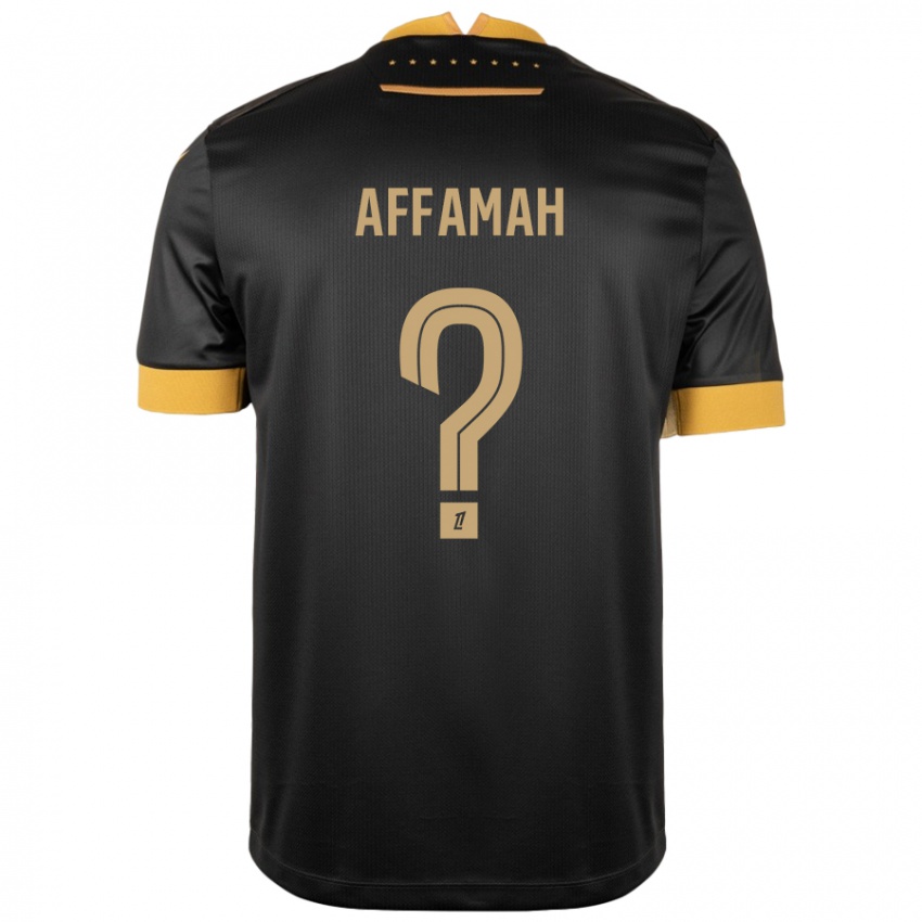 Gyermek Joe-Loïc Affamah #0 Fekete Barna Idegenbeli Jersey 2024/25 Mez Póló Ing