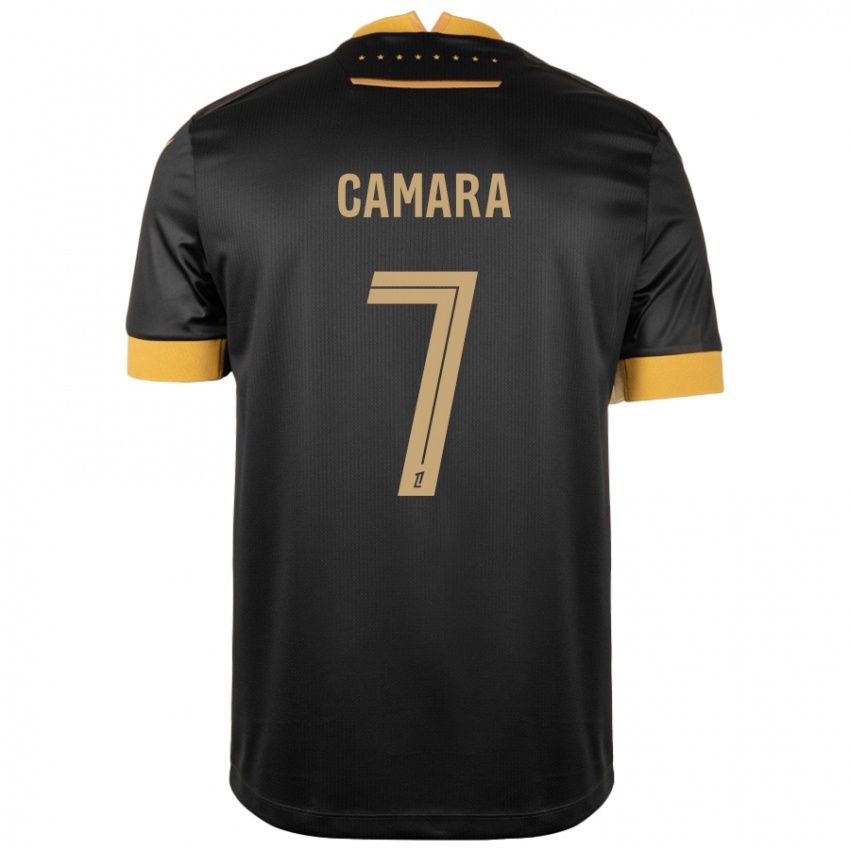 Gyermek Mohamed Camara #7 Fekete Barna Idegenbeli Jersey 2024/25 Mez Póló Ing