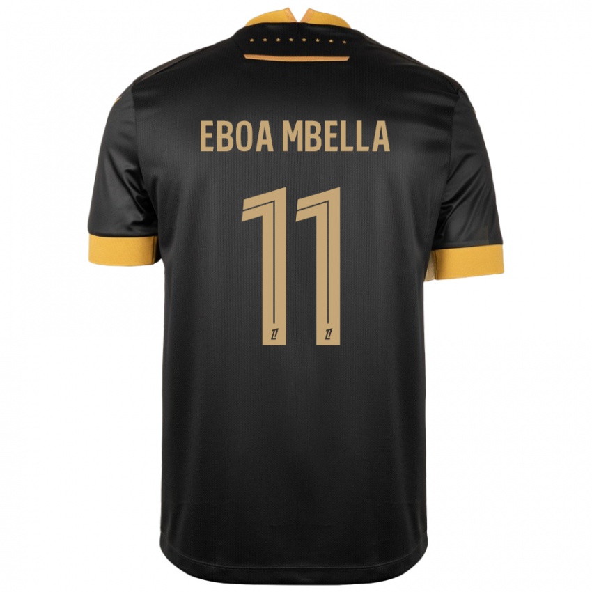 Gyermek Eden Eboa Mbella #11 Fekete Barna Idegenbeli Jersey 2024/25 Mez Póló Ing