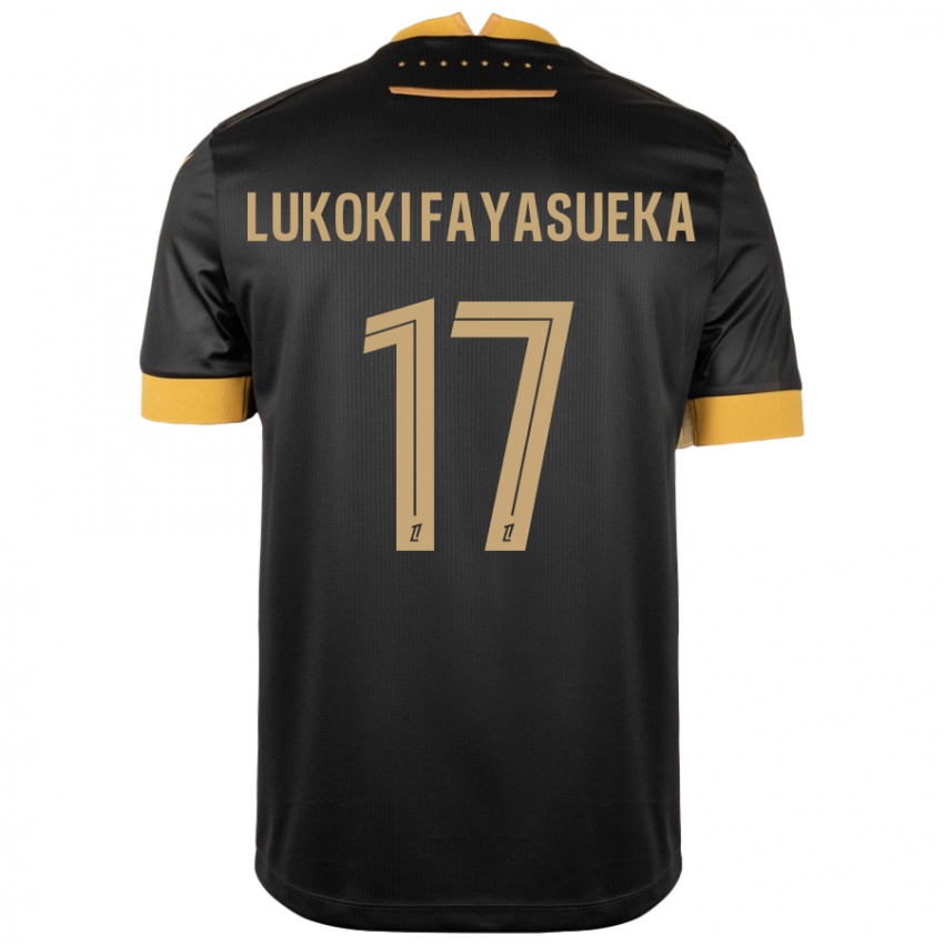 Gyermek Kévin Lukoki Fayasueka #17 Fekete Barna Idegenbeli Jersey 2024/25 Mez Póló Ing