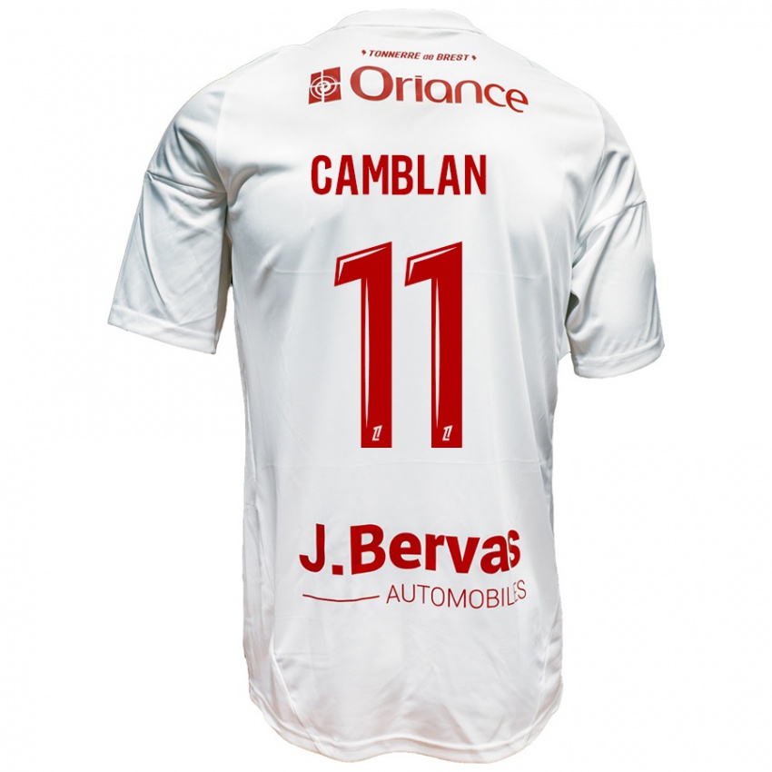 Gyermek Axel Camblan #11 Fehér Piros Idegenbeli Jersey 2024/25 Mez Póló Ing