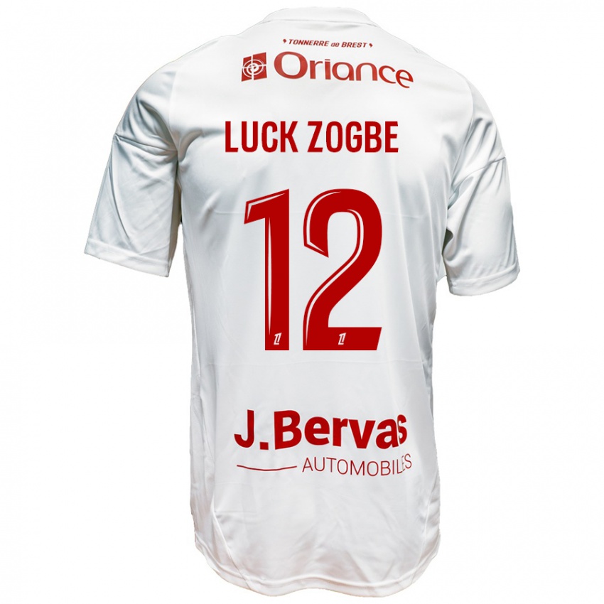 Gyermek Luck Zogbé #12 Fehér Piros Idegenbeli Jersey 2024/25 Mez Póló Ing