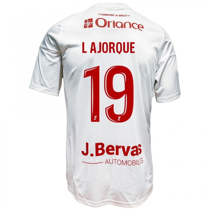 Gyermek Ludovic Ajorque #19 Fehér Piros Idegenbeli Jersey 2024/25 Mez Póló Ing