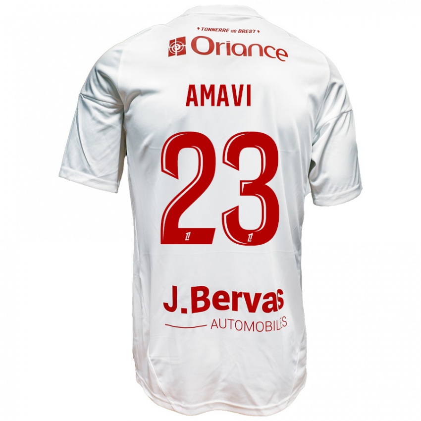 Gyermek Jordan Amavi #23 Fehér Piros Idegenbeli Jersey 2024/25 Mez Póló Ing