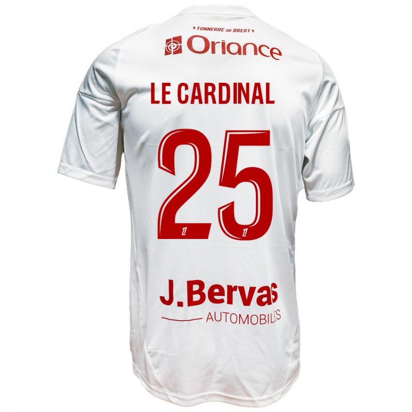 Gyermek Julien Le Cardinal #25 Fehér Piros Idegenbeli Jersey 2024/25 Mez Póló Ing