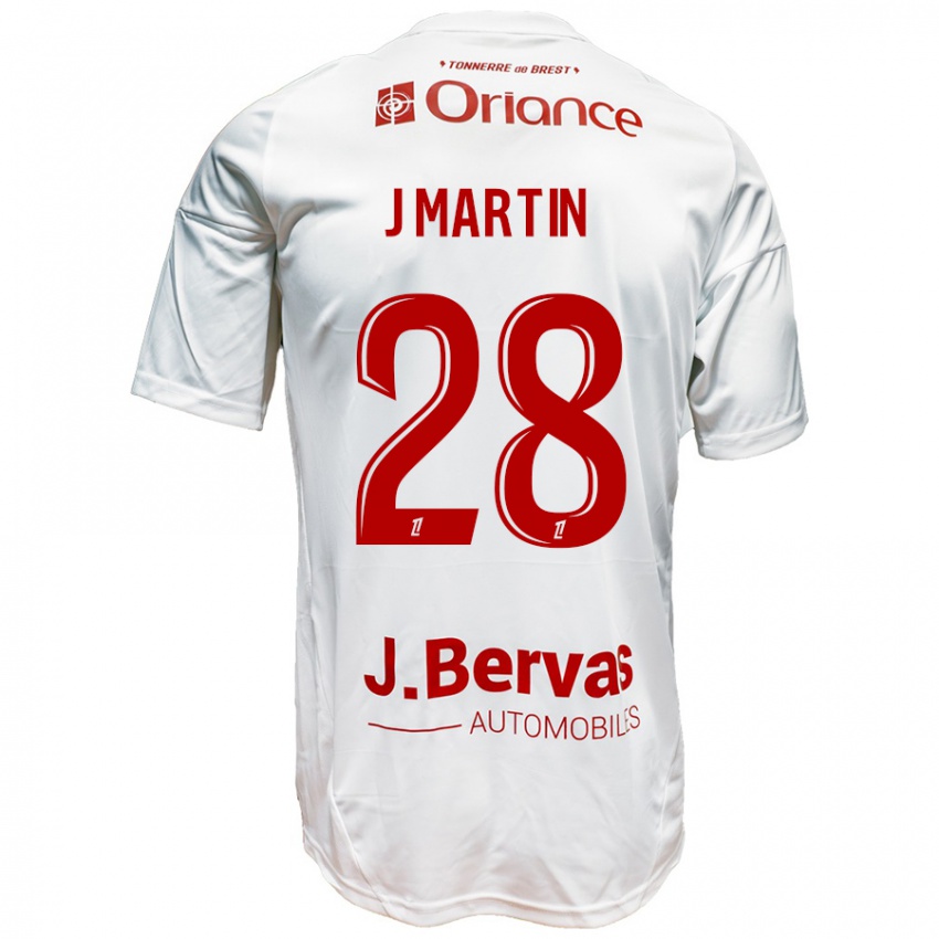 Gyermek Jonas Martin #28 Fehér Piros Idegenbeli Jersey 2024/25 Mez Póló Ing