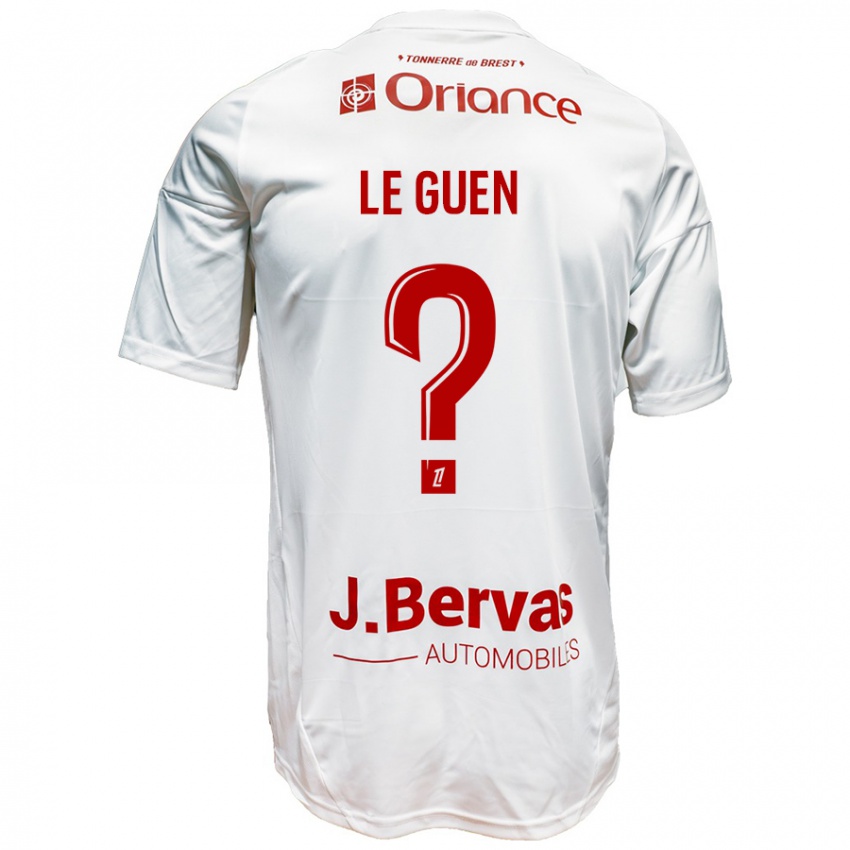 Gyermek Raphaël Le Guen #0 Fehér Piros Idegenbeli Jersey 2024/25 Mez Póló Ing