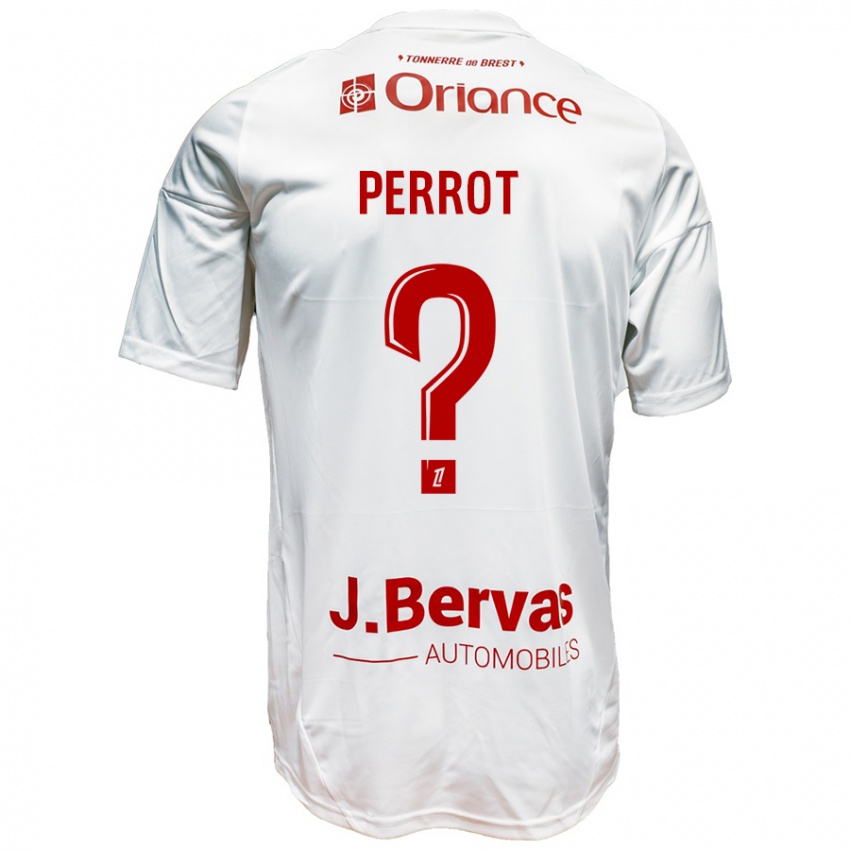 Gyermek Maël Perrot #0 Fehér Piros Idegenbeli Jersey 2024/25 Mez Póló Ing