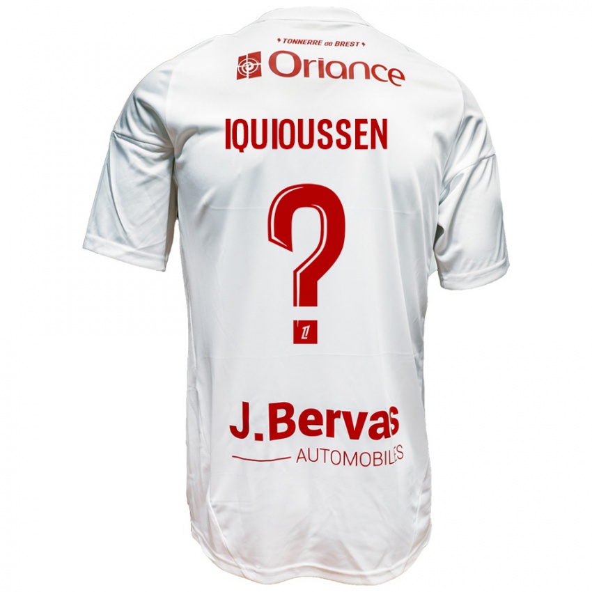 Gyermek Adam Iquioussen #0 Fehér Piros Idegenbeli Jersey 2024/25 Mez Póló Ing