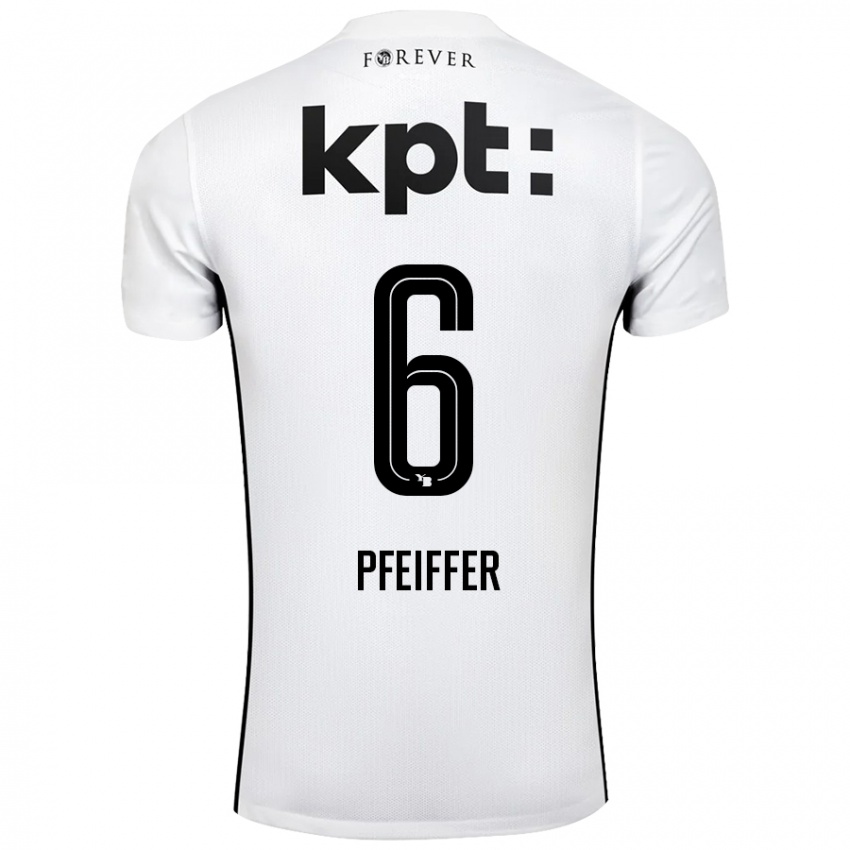 Gyermek Patric Pfeiffer #6 Fehér Fekete Idegenbeli Jersey 2024/25 Mez Póló Ing