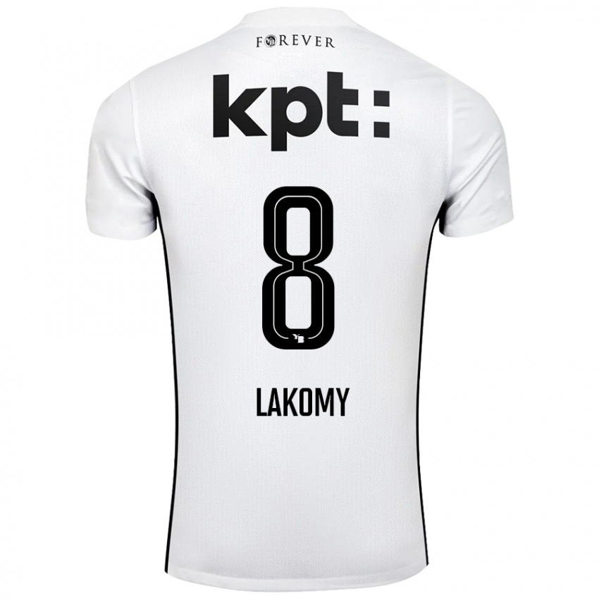 Gyermek Lukasz Lakomy #8 Fehér Fekete Idegenbeli Jersey 2024/25 Mez Póló Ing