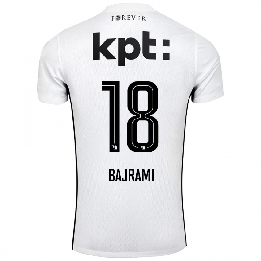 Gyermek Ardian Bajrami #18 Fehér Fekete Idegenbeli Jersey 2024/25 Mez Póló Ing