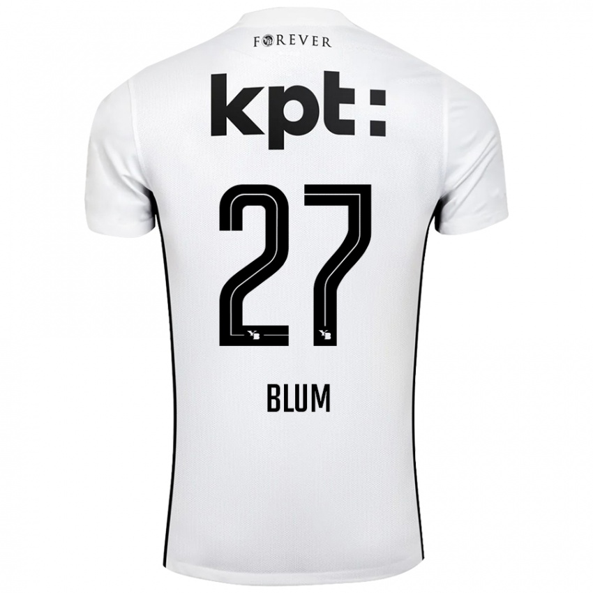 Gyermek Lewin Blum #27 Fehér Fekete Idegenbeli Jersey 2024/25 Mez Póló Ing