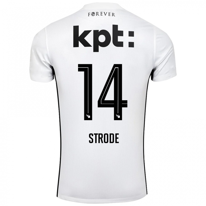 Gyermek Courtney Strode #14 Fehér Fekete Idegenbeli Jersey 2024/25 Mez Póló Ing