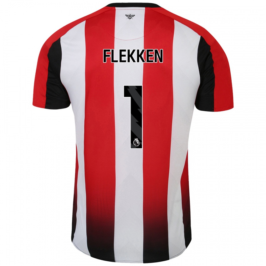 Férfi Mark Flekken #1 Piros Fehér Hazai Jersey 2024/25 Mez Póló Ing