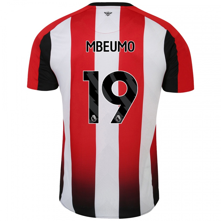 Férfi Bryan Mbeumo #19 Piros Fehér Hazai Jersey 2024/25 Mez Póló Ing