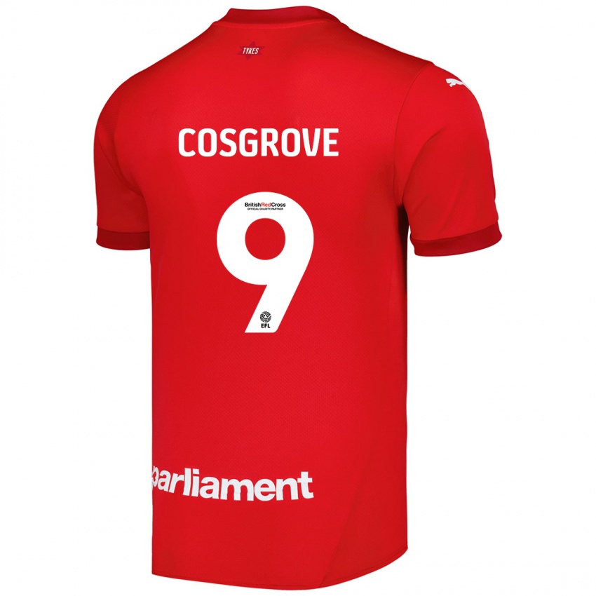 Férfi Sam Cosgrove #9 Piros Hazai Jersey 2024/25 Mez Póló Ing