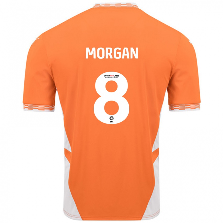 Férfi Albie Morgan #8 Narancssárga Fehér Hazai Jersey 2024/25 Mez Póló Ing