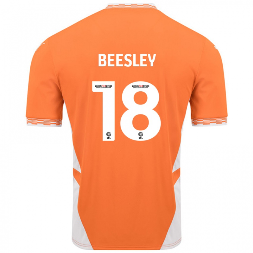 Férfi Jake Beesley #18 Narancssárga Fehér Hazai Jersey 2024/25 Mez Póló Ing