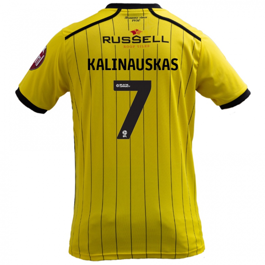 Férfi Tomas Kalinauskas #7 Sárga Hazai Jersey 2024/25 Mez Póló Ing