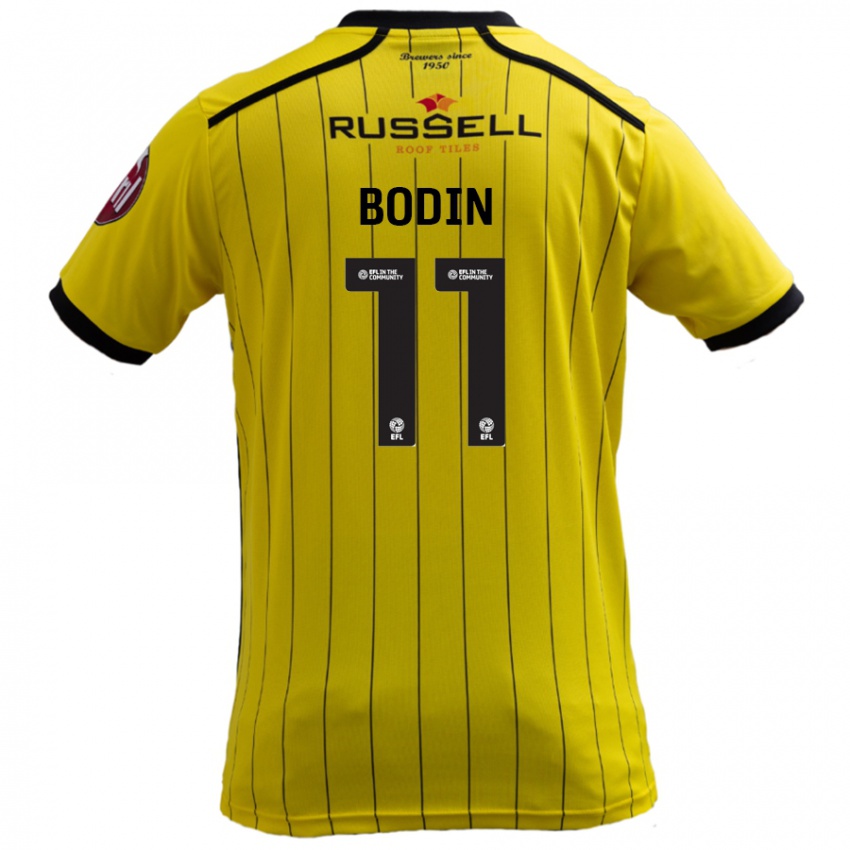 Férfi Billy Bodin #11 Sárga Hazai Jersey 2024/25 Mez Póló Ing