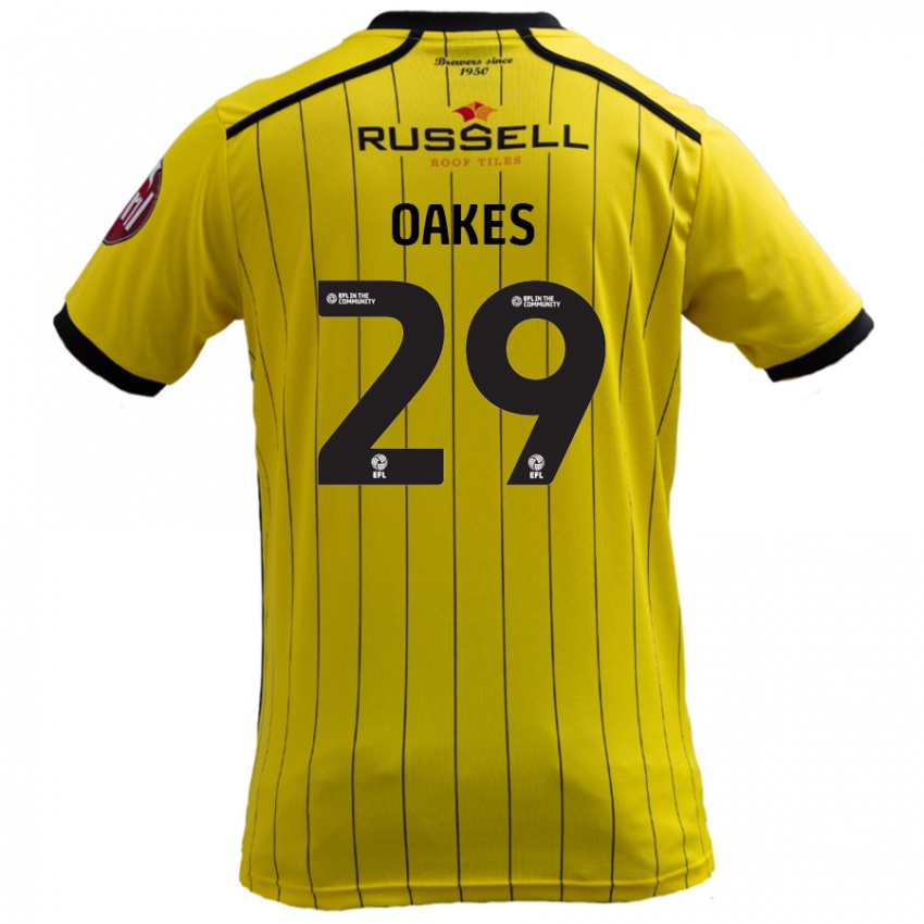 Férfi Toby Oakes #29 Sárga Hazai Jersey 2024/25 Mez Póló Ing