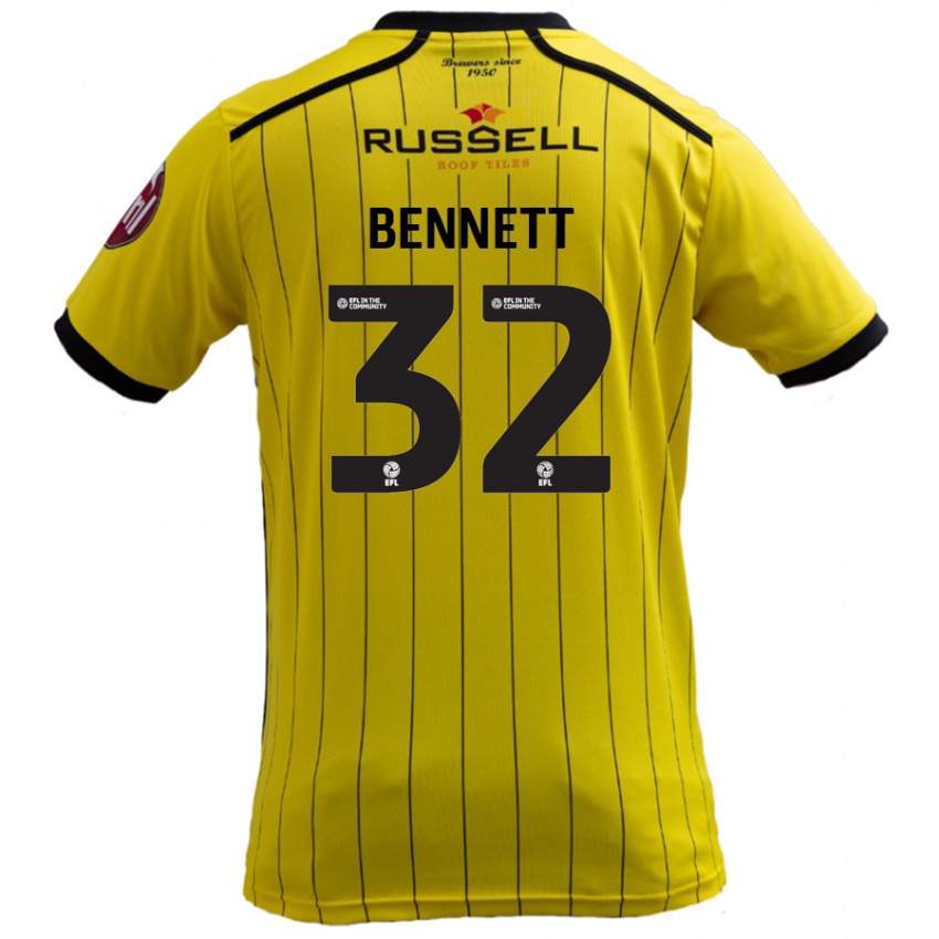 Férfi Mason Bennett #32 Sárga Hazai Jersey 2024/25 Mez Póló Ing