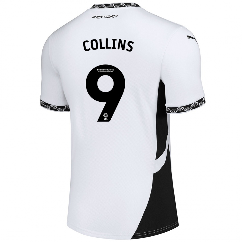 Férfi James Collins #9 Fehér Fekete Hazai Jersey 2024/25 Mez Póló Ing