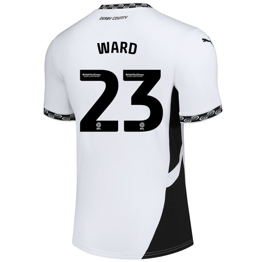 Férfi Joe Ward #23 Fehér Fekete Hazai Jersey 2024/25 Mez Póló Ing