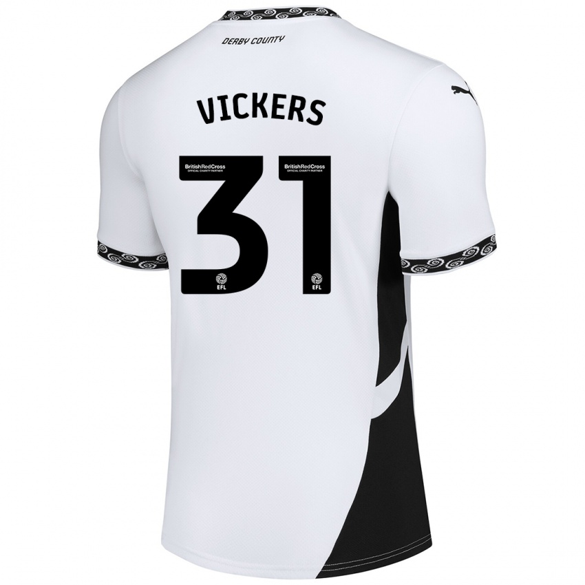 Férfi Josh Vickers #31 Fehér Fekete Hazai Jersey 2024/25 Mez Póló Ing