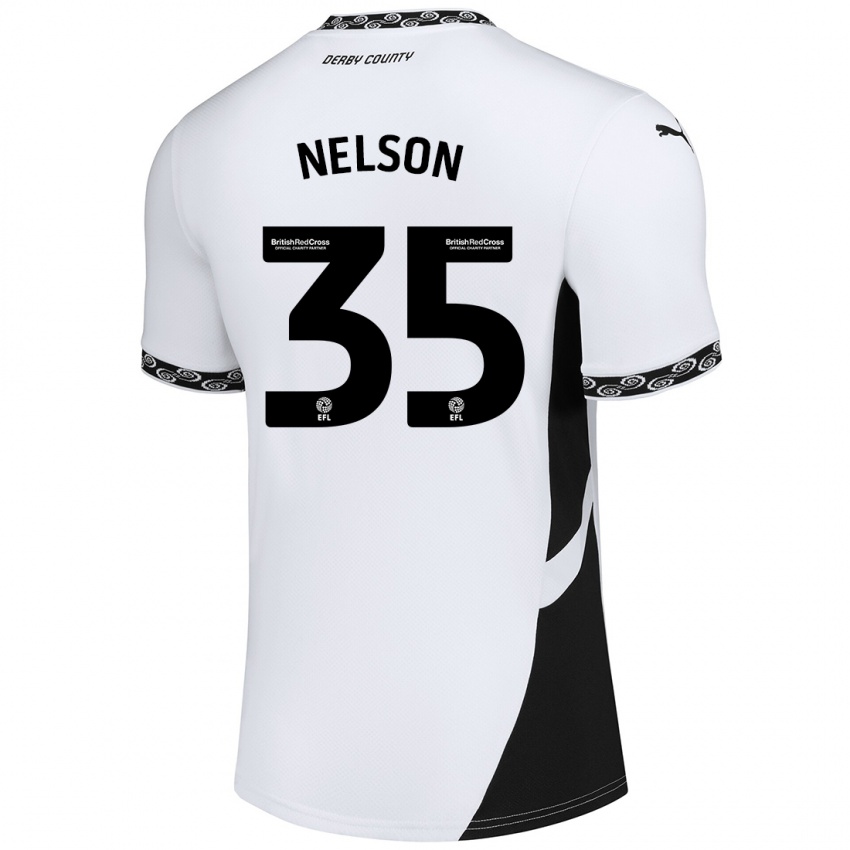 Férfi Curtis Nelson #35 Fehér Fekete Hazai Jersey 2024/25 Mez Póló Ing