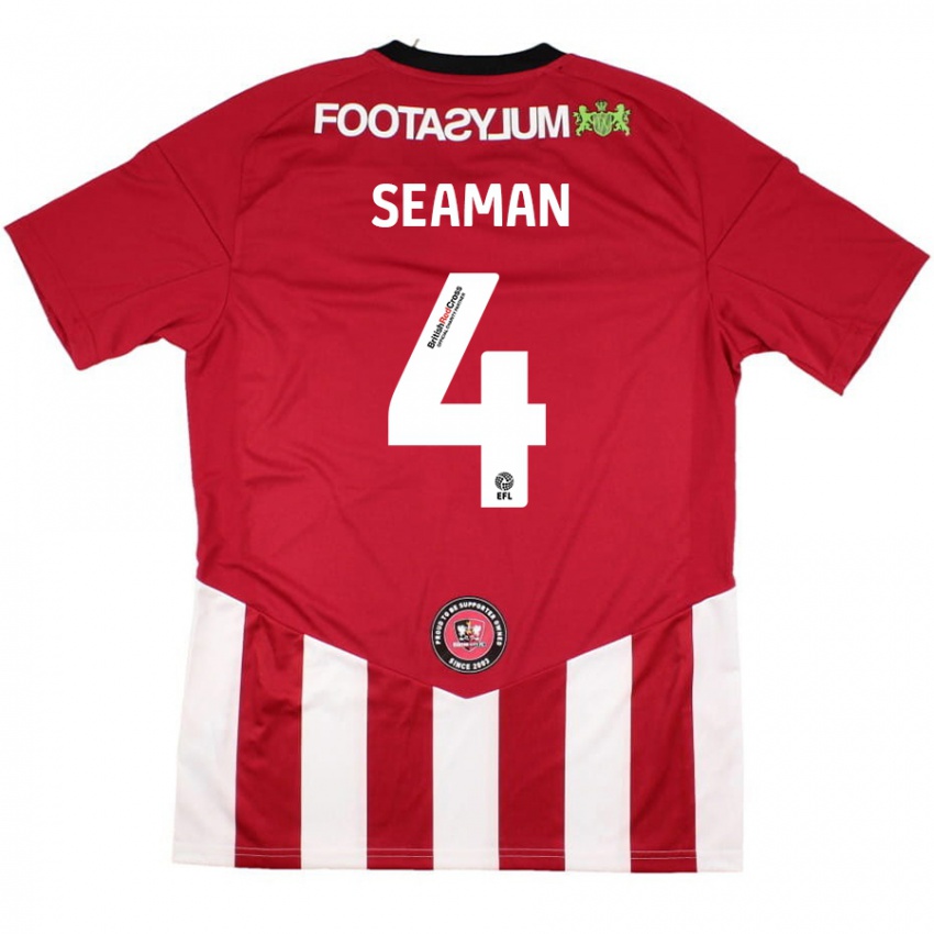 Férfi Jaydee Seaman #4 Piros Fehér Hazai Jersey 2024/25 Mez Póló Ing