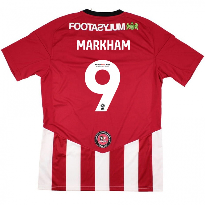 Férfi Jenna Markham #9 Piros Fehér Hazai Jersey 2024/25 Mez Póló Ing