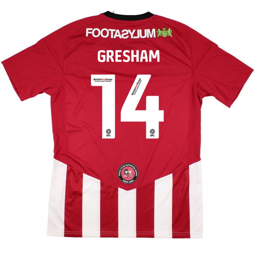 Férfi Georgie-Marie Barbour-Gresham #14 Piros Fehér Hazai Jersey 2024/25 Mez Póló Ing