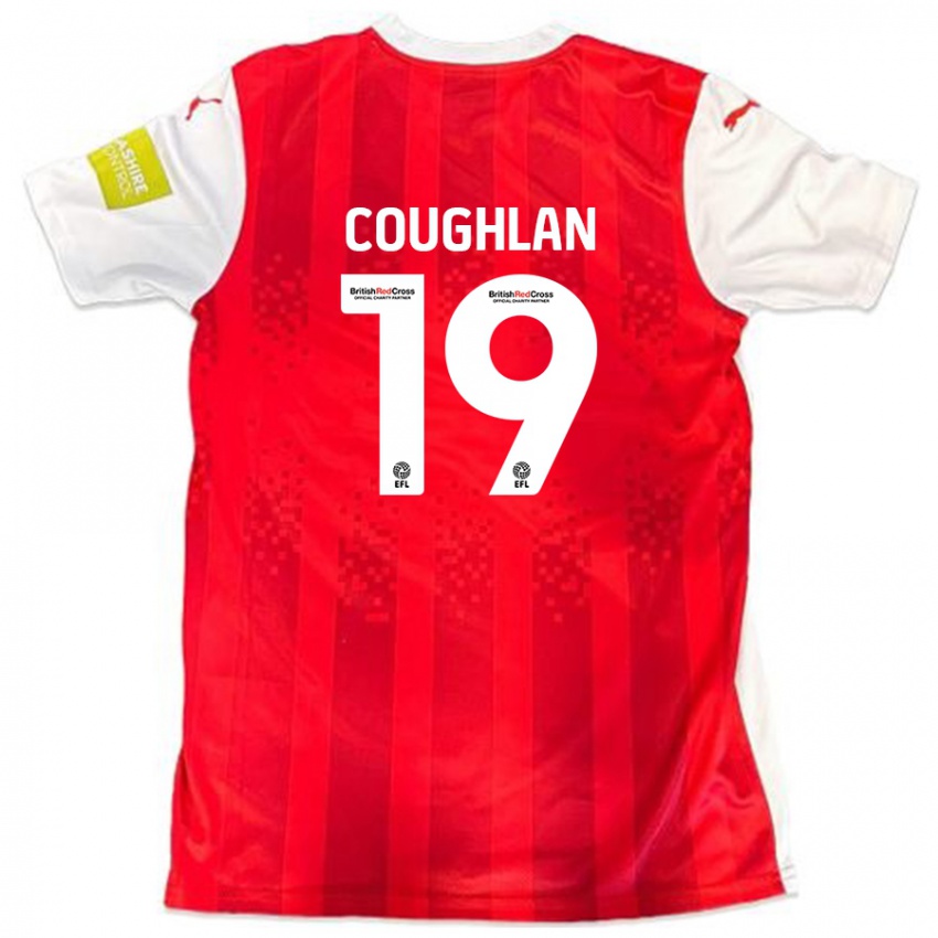 Férfi Ronan Coughlan #19 Piros Fehér Hazai Jersey 2024/25 Mez Póló Ing