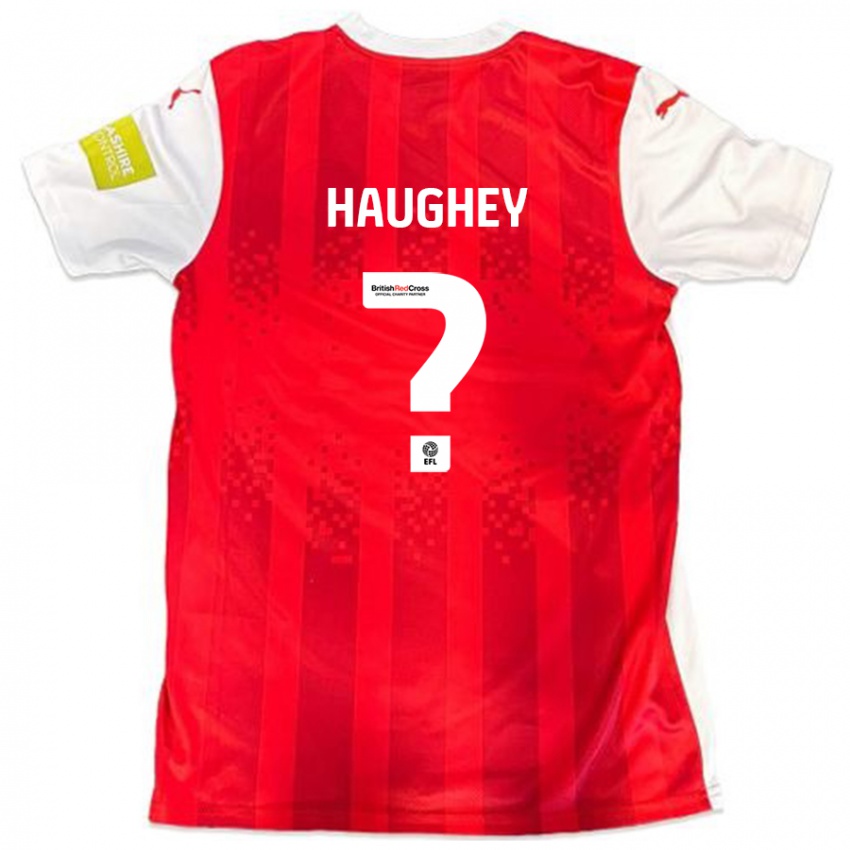 Férfi Conor Haughey #0 Piros Fehér Hazai Jersey 2024/25 Mez Póló Ing