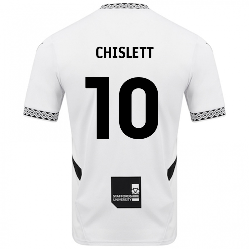 Férfi Ethan Chislett #10 Fehér Hazai Jersey 2024/25 Mez Póló Ing