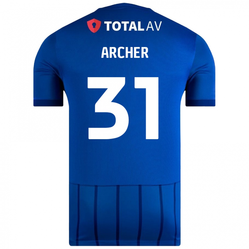 Férfi Jordan Archer #31 Kék Hazai Jersey 2024/25 Mez Póló Ing