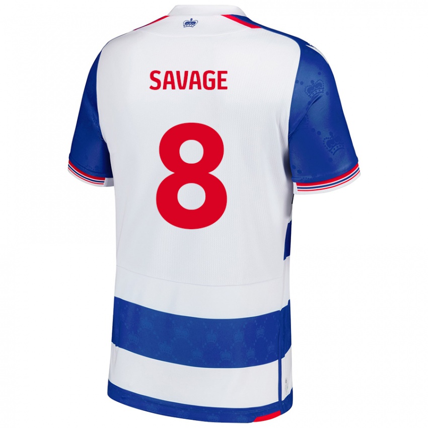 Férfi Charlie Savage #8 Kék Fehér Hazai Jersey 2024/25 Mez Póló Ing