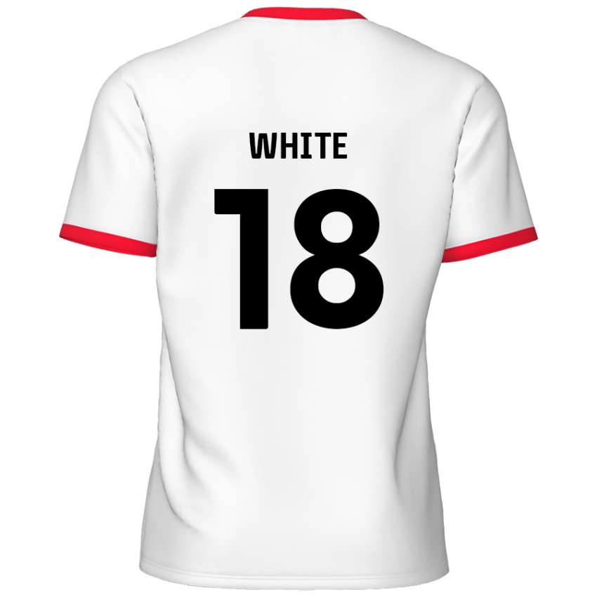 Férfi Harvey White #18 Fehér Piros Hazai Jersey 2024/25 Mez Póló Ing