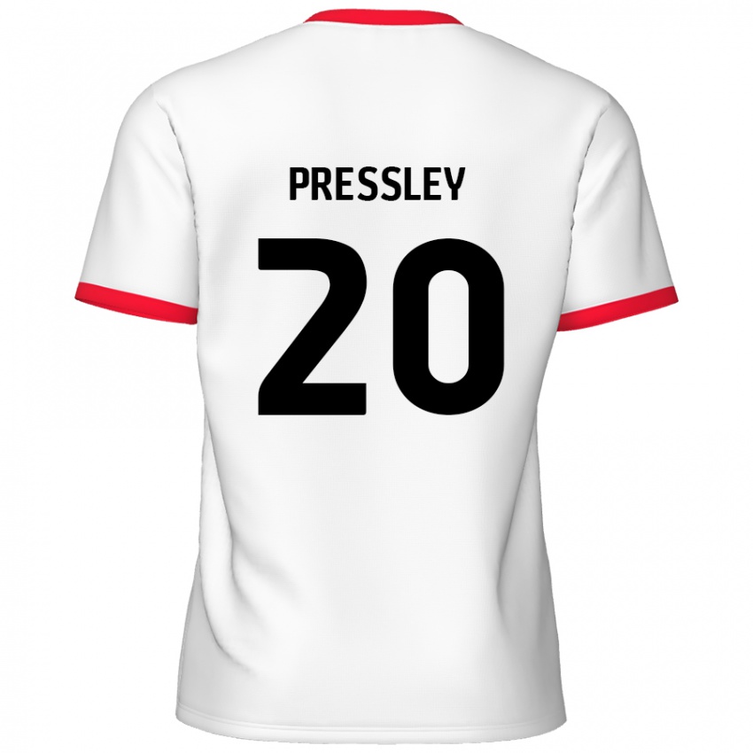 Férfi Aaron Pressley #20 Fehér Piros Hazai Jersey 2024/25 Mez Póló Ing