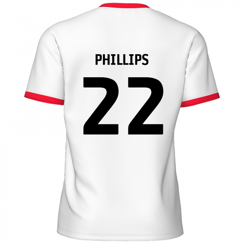 Férfi Daniel Phillips #22 Fehér Piros Hazai Jersey 2024/25 Mez Póló Ing